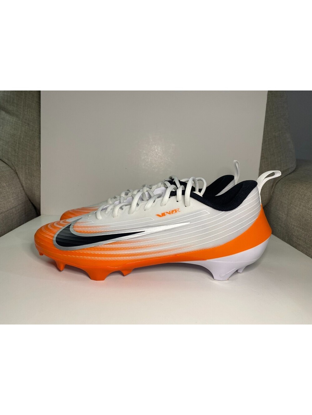 Nike Vapor Speed 3 HM8849-104 Men's US 10 White Safety Orange Football Cleats